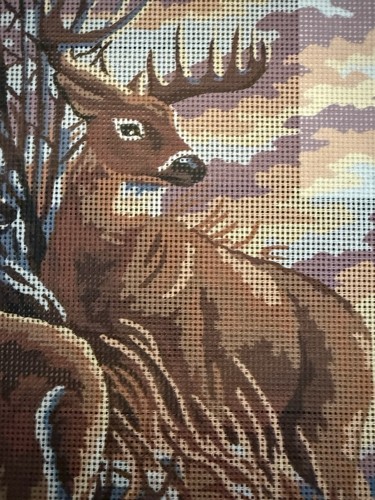  Collection D Art Printed needlepoint Tapestry Gobelin Winter Deers 40x50cm Rto - Picture 3 of 4