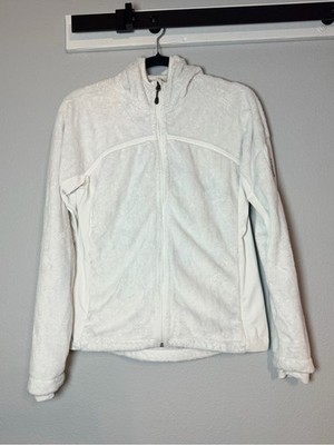 Columbia Titanium Women's Full Zip Sherpa Jacket Large White Soft Cozy Hooded