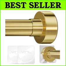 Elegant Adjustable Tension Curtain Rod - Brushed Gold for Indoor/Outdoor Use