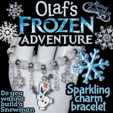 Disney-inspired Frozen OLAF Christmas Handmade Snake Chain Charm Bracelet NEW