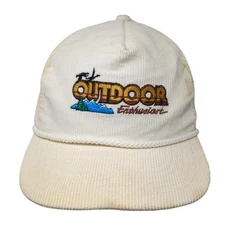 Outdoor Enthusiast Snapback Corduroy Trucker Hat Beige One Size MMB Vintage USA