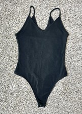 American Eagle Black Ribbed Bodysuit Size Medium