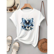 Women's Butterfly Flowers T-Shirt Floral Summer Vacation Graphic Tops Shirt US❀