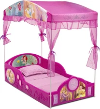 Delta Children - Disney Princess Plastic Sleep and Play Toddler Bed with Canopy