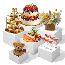 6 Pcs Buffet Risers and Stands, Large Food Risers for Buffet Table, Display S...