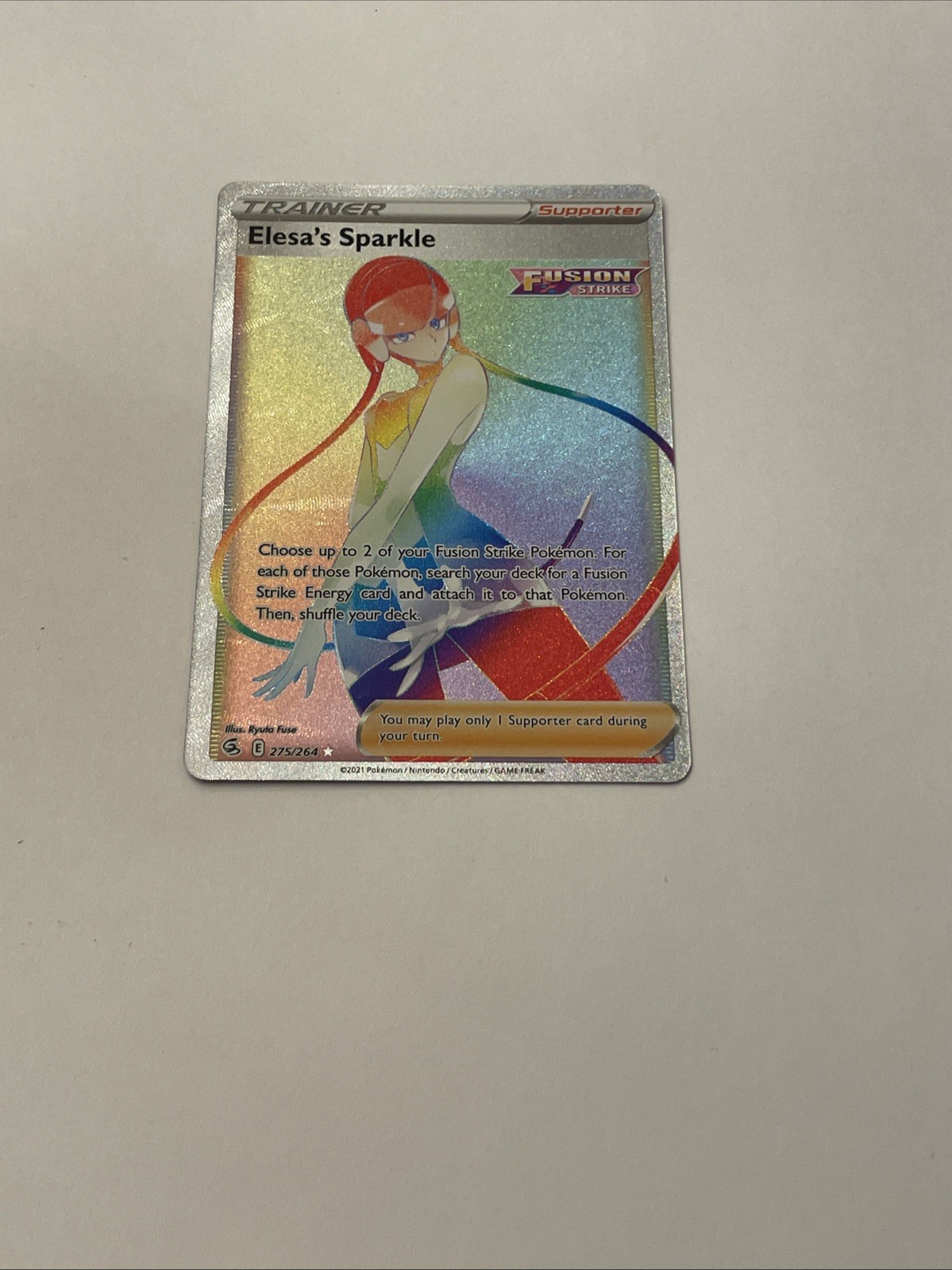 Pokemon TCG: Elesas Sparkle 275/264 Secret Rare Rainbow Fusion Strike NM