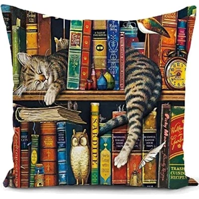 Kissenbezug 40x40 Katzenmotiv Dekokissen Sofa Schlafzimmer Geschenk für Katze... - Bild 1 von 4