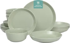 Summer Shades 16 Piece Plates and Bowls Dishes Service for 4 Porcelain Dinnerwar