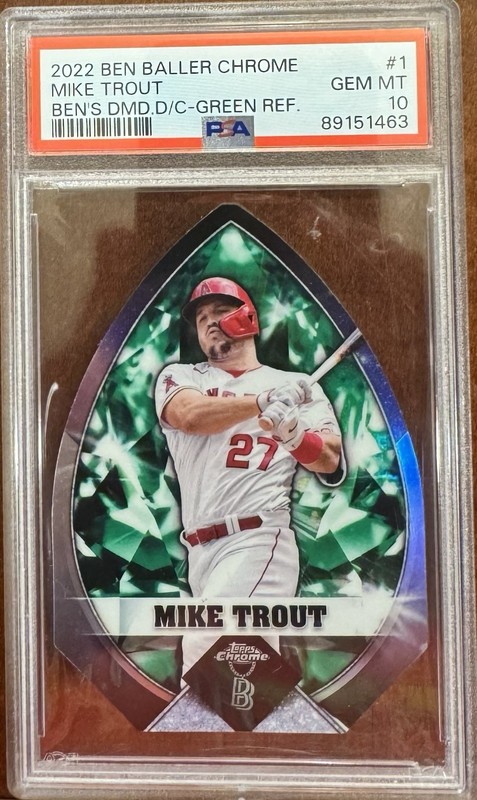 2022 Topps Chrome Ben Baller Mike Trout Ben's Diamond Die-Cuts Green /99 PSA 10