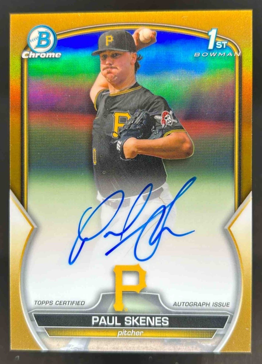 2023 Bowman Draft Paul Skenes Chrome Auto Gold Refractor 1st #50/50 Pirates