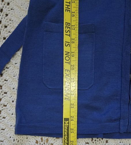 NWT Talbots Womens Petites Merino Wool Button Front Belted Cardigan Blue Sz P - Picture 15 of 17