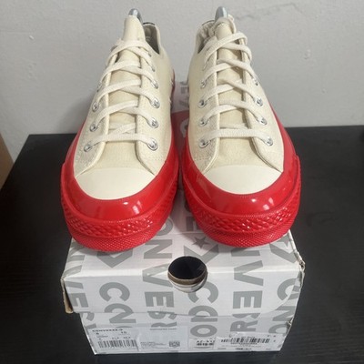 NEW CONVERSE x COMME DES GARCONS PLAY CHUCK 70 ''EGRET RED MIDSOLE'' US MEN'S 8