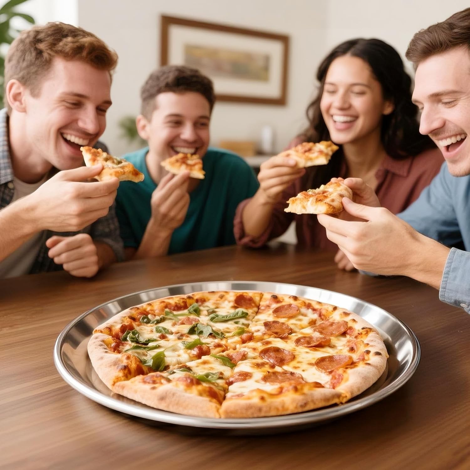 AWTBDP 13½ Inch Pizza Pan for Oven set of 2, Non-Stick Large Round Stainless ...