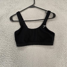 Gymshark Scoop Neck Sports Bra Womens Medium Black Solid Stretch Gym