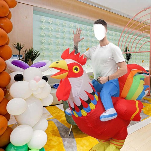 Inflatable Chicken Costume for Adult Ride On Rooster Suit Funny Cosplay Hallo... - Picture 3 of 6