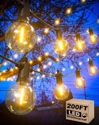 Outdoor String Lights 200FT 400FT Patio Lights with Shatterproof G40 Globe Bulbs