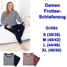 Frottee Damen Schlafanzug Nachtwäsche Pyjama Frieda modern 2-teilig --S M L XL--