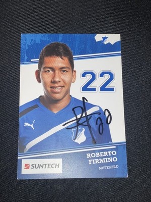 Roberto Firmino Official Hand Signed Hoffenheim Autograph Rookie RC Card  - Main Image