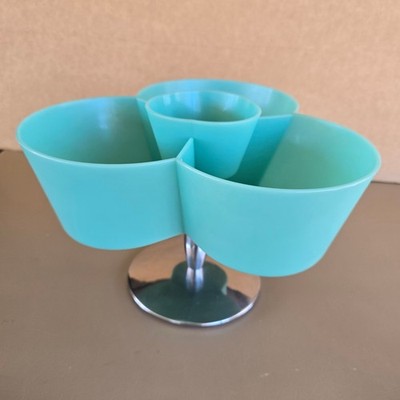  Michael Graves Vintage Plastic Chip & Dip Bowls On A Metal Pedal Stool Rare