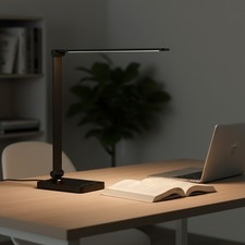 USB-Equipped Touch Lamp with 5 Color Modes Sleep-Friendly Light - Black Finish