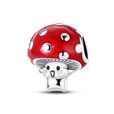 MULA 925 Stering Silver DIY Charm Enamel Cute Mushroom Bead for Women Bracelet