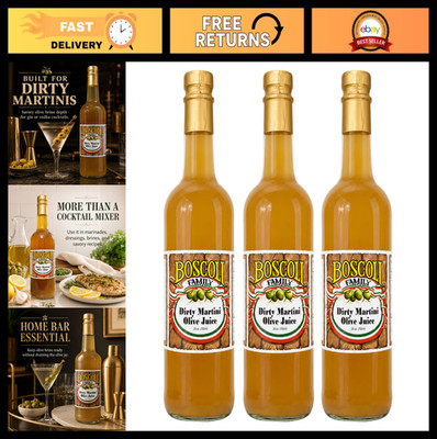 Premium Dirty Martini Olive Juice 25 oz - Pack of 3, All-Natural Cocktail Mixer,