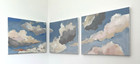 Original OOAK Oil Painting 3 Panels Triptych Blue Skies Forever Contemporary Art