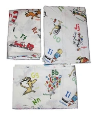 NEW Pottery Barn Kids Dr Seuss Toddler Bed 3 Piece Sheet Set ABC Letters