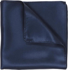 Navy Blue Handkerchiefs Silk Pocket Squares for Men Solid Color Soft Prefolded S