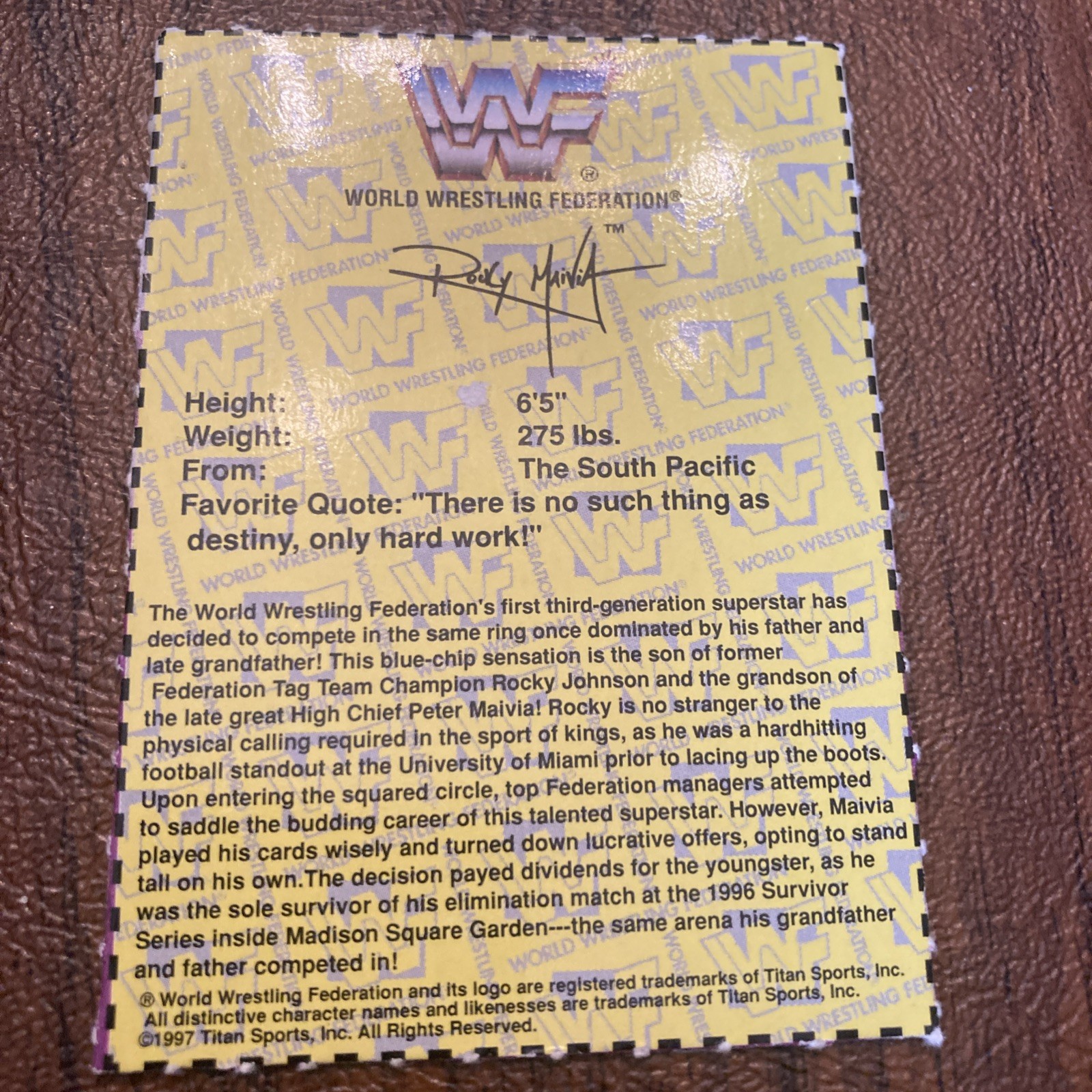 1997 WWF Jus Toys Bend Em DWAYNE JOHNSON THE ROCK Wrestling Card ROOKIE Vintage view 5