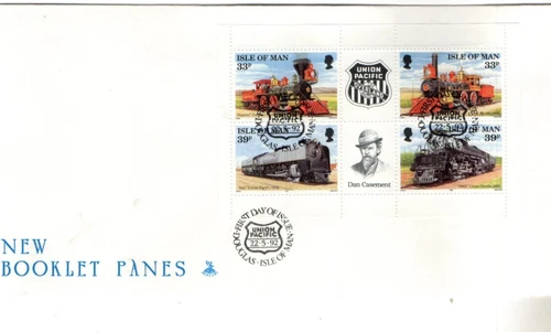1992 ISLE OF MAN - UNION PACIFIC RAILROAD BOOKLET FDC FROM COLLECTION C54