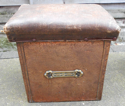 VINTAGE JUGENDSTIL KUPFER KOHLEKASTEN MIT SITZ RESTAURIEREN SHABBY CHIC *LESEN*