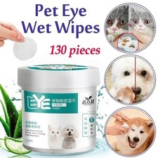 130 pcs Pet Eye Wipes Dog Cat Tear Stain Remover Dogs Eye Cleaning Grooming Pads