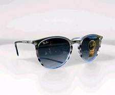Ray-Ban RB 2204 Sunglasses Clear Crystal Gray/Striped, Blue G 54mm Lense w/Case