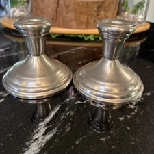 Set of 2 Provincetown Pewterlite F.B. Rogers Pewter 3” Candle Stick Holders