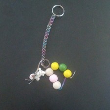 Multicolor Beaded Animal Keychain Keyring, Detachable, Plastic/Metal