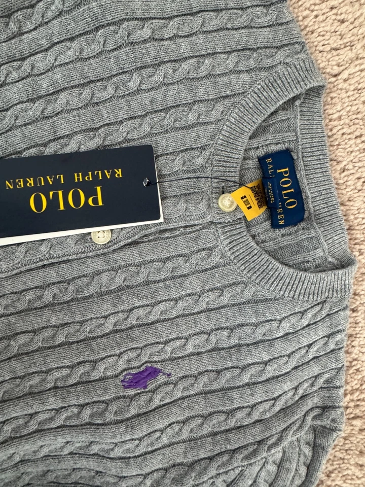 Cárdigan de algodón para niña grande Polo Ralph Lauren GRIS NUEVO CON ETIQUETAS talla M (16) Foto 2 de 4