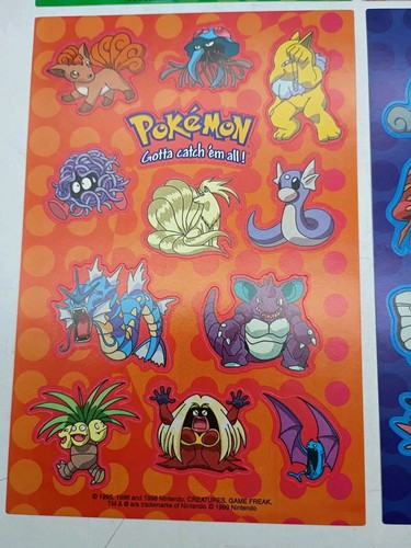 Vintage 1999 Nintendo Sticker Sheet LOT A Pokemon Charizard Mewtwo Squirtle - Bild 2 von 8