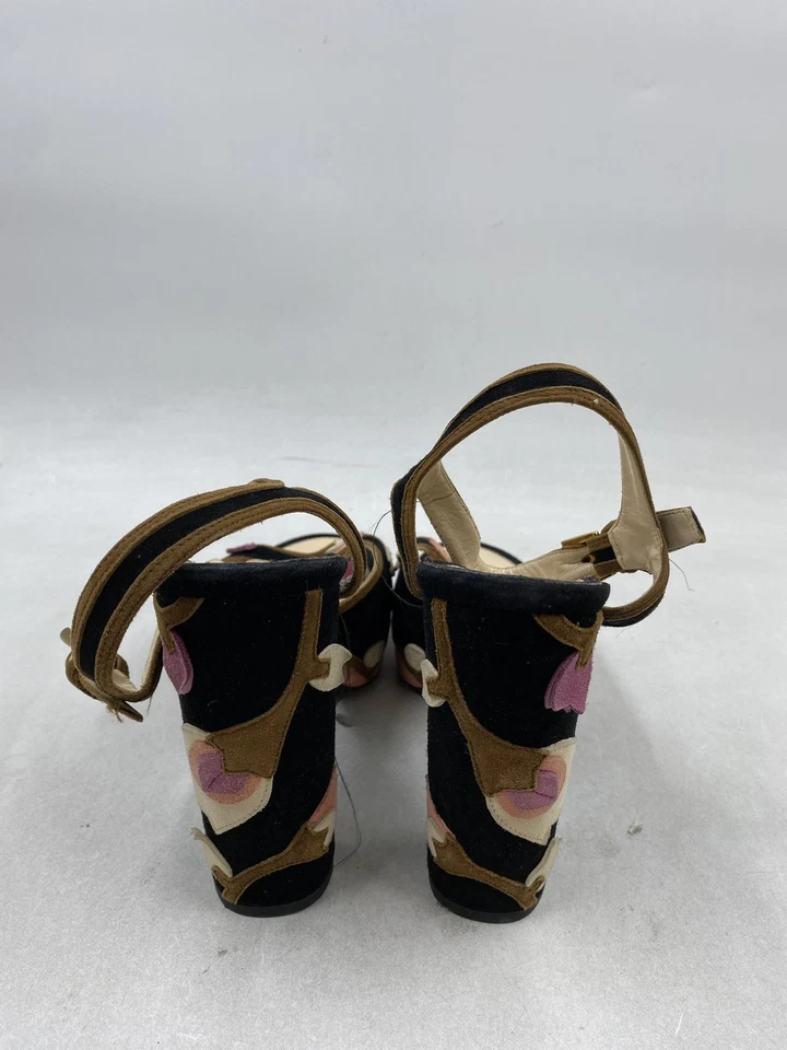 Prada Suede Floral Platform Buckle Heel W 7.5 - Image 4 of 4