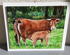 TABLEAU PEINTURE ACRYLIQUE VACHE ET VEAU