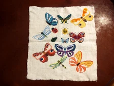 completed finished cross stitch 11.5"x12.5" Unframed New Decoration Butterflies