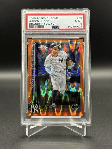 2025 Topps Chrome Aaron Judge Orange Raywave #20/25 Psa 9 Mint New York Yankees