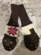NWT Gap Kids Red Dark Brown White Fair Isle Snowflake Fingerless Gloves M 8 9 10