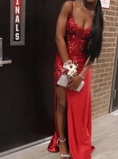 Red Prom Dress Size 2 Slit On The Side Sleeveless