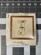 Deri Designs Needlework “J Is Jasmine” Floral Alphabet Cross Stitch Embroidery