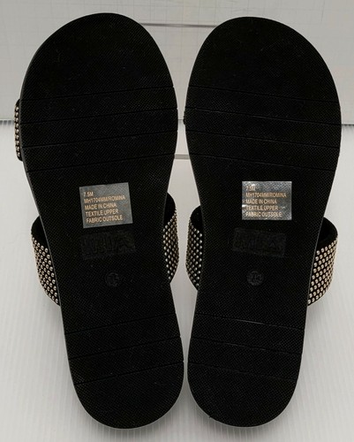 Mia "Romina" elegante Damen-Pantoletten schwarz-goldene Perlen zwei Riemen Größe 7,5 neu mit Karton - Bild 6 von 8