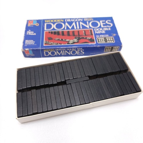 Vintage Dominoes Wooden Dragon Double Nine Milton Bradley 55 Piece 1983 Complete - Picture 4 of 5