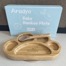 Arudyo Baby Bamboo Plate Child Suction Base With Spoon
