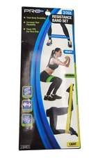 Resistance Bands 3 in Pack Light Medium Heavy Pro Strength Exercise Workout