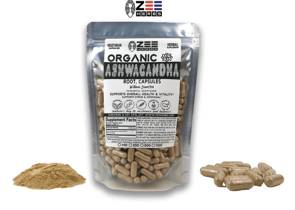 Cápsulas de Ashwagandha Orgánica - 1500 mg por porción de Ashwagandha Natural Pura Foto 2 de 2